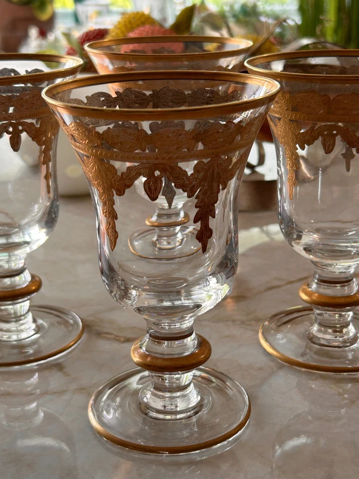 4 Arte Italica Vetro Золотые Кубки с Водой Италия - 2 КОМПЛЕКТА В НАЛИЧИИ - ПОТРЯСАЮЩИЕ! - RL - Изображение 4 из 4