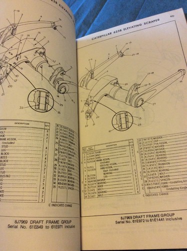 CAT CATERPILLAR 623B ELEVATING SCRAPER PARTS BOOK MANUAL S/N 61E1-UP Guide List - Picture 7 of 7