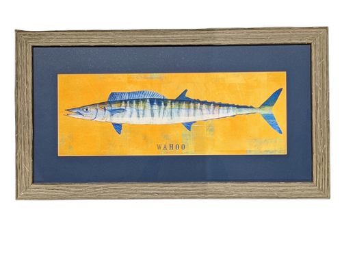 King Mackerel, Wahoo & Cobia Prints by John W. Golden Framed 24.5" x 13.5" - Picture 2 of 10