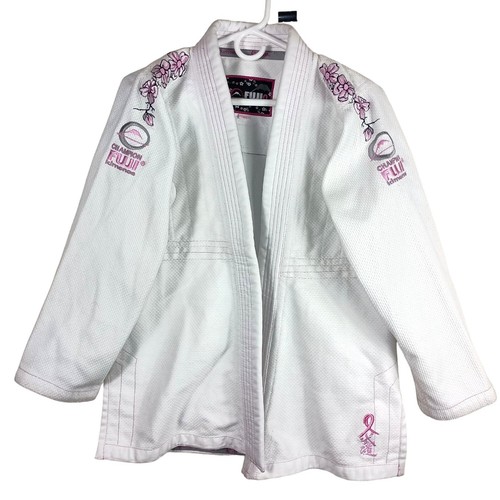 Fuji Champion Kimono W1 Jiu-Jitsu Gi Jacket Embroidered Cherry Blossom Cancer - Picture 1 of 14