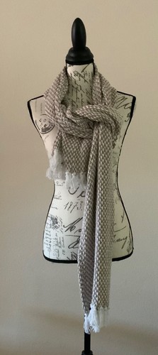 Fall Winter Woven Scarf with Tassels Made India New w/o Tags 74" Length - Picture 2 of 8