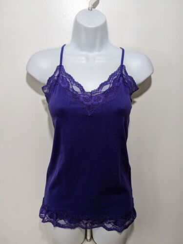NWT Bongo Lace Trim Cami Tank Top Womens L Purple Vintage 90s Y2K New #300L - Picture 7 of 8