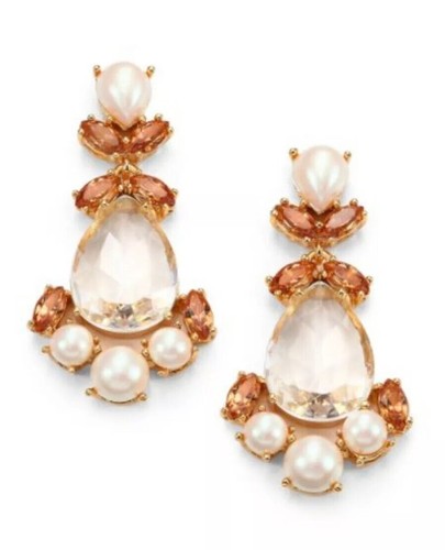 STUNNING KATE SPADE NY PRINCESS PALACE GEMS DROP BRIDAL PEARL EARRINGS HUGE NEW - Picture 5 of 7