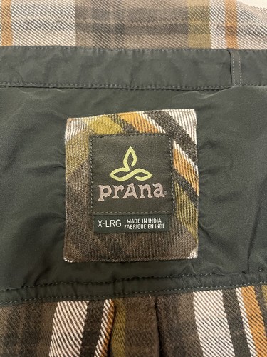 PRANA Organic Cotton Olive/Brown Plaid Heavyweight Flannel Mens Sz XL Outdoor - Picture 5 of 12