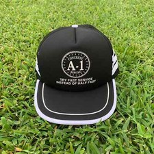 Vintage trucker hat 3 stripe A-1 on a Mohr's tag snapback black mesh