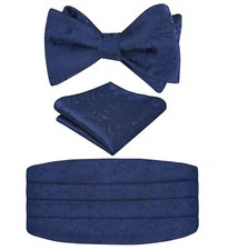 Men's Paisley Cummerbund UNTIED Bow Tie Hanky Set for Formal Tuxedo Wear