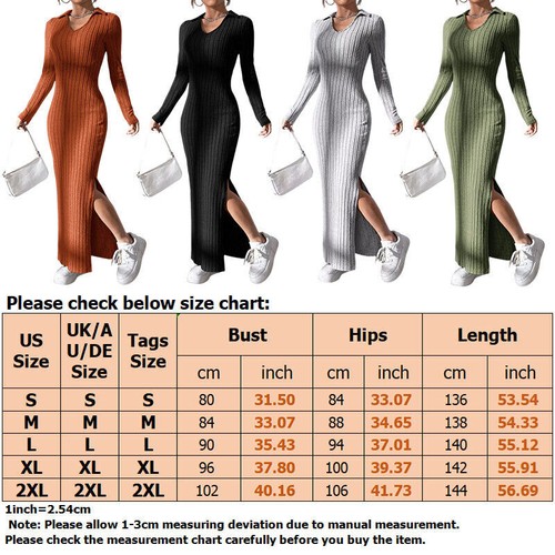 Ladies Womens Midi Dress Long Sleeve Stretch Bodycon Plain Jersey Maxi Plus Size - Picture 3 of 32