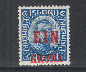 Iceland-Sc-150-MOG-1926-1k-red-surcharge-on-40a-blue-King-HR-sound