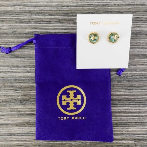 Aretes circulares Tory Burch Roxanne latón enrollado/azul OS - Imagen 4 de 12