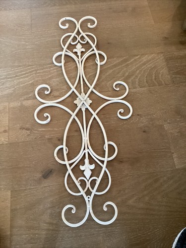 WROUGHT IRON DECOR INDOOR OUTDOOR WALL ART DISPLAY DECORATION Distressed White - Picture 12 of 14