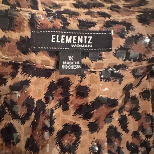 ELEMENTZ WOMAN LEOPARD CARDIGAN JACKET BLAZER 1X - Picture 2 of 10