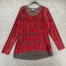 Simply Vera Wang Top Womens XL Balck Red Velvet Burnout Tunic Fairy Grunge Goth