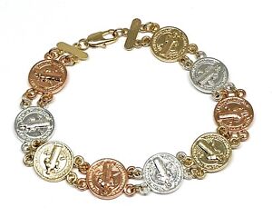 San-Benito-Pulsera-Saint-Benedict-Bracelet-Oro-laminado-7-5-034-Tres-Colores