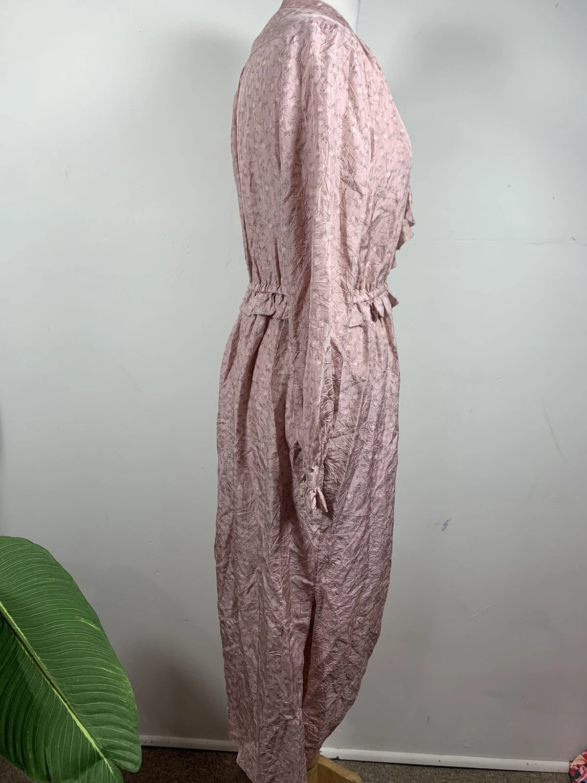 Abito frontale Coach con arricciature con giogo raccolto taglia 6 100% seta $339