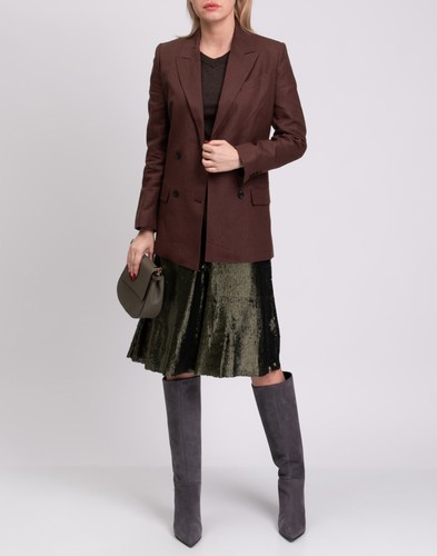 8 Linen Blazer Jacket Size IT 40 / S Brown Double Breasted Made in Italy RRP€150 - Picture 3 of 9