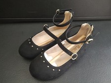 Children Place Toddle Size 7 Girls Buckle Wrap Ballet Flats - BlackFaux Suede