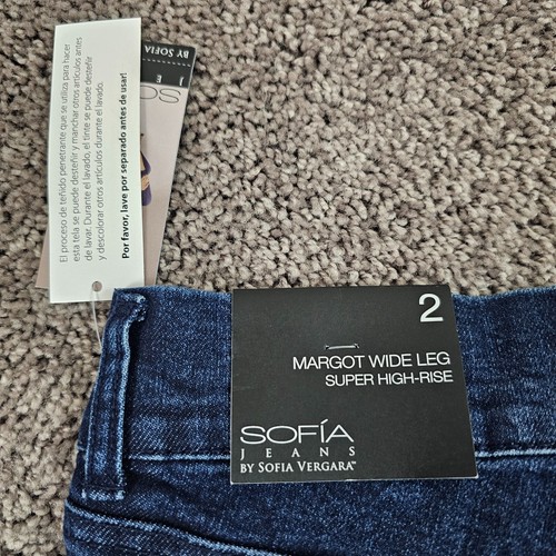 Sofia Vergara Jeans Womens 2 Wide Leg High Rise Dark Wash Stretch Denim 26x32 - Picture 10 of 15