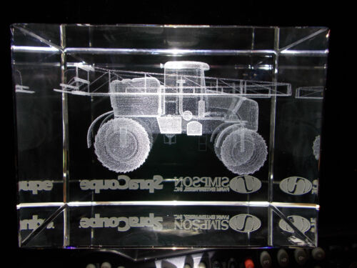 SpraCoupe Laser Cut Glass Paper Weight Farm Tractor Equipment Collectible   - Picture 1 of 3