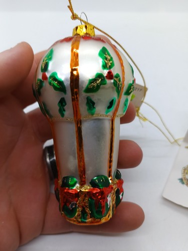 Vintage Margaret Cobane vetro soffiato a mano MONGOLFIERA BABBO NATALE ornamento RARO - Foto 4 di 6
