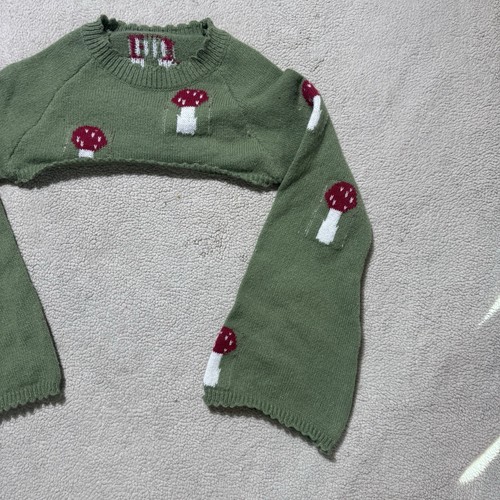 Unbranded Sweater Womens Small Mushroom Pattern Bell Sleeve Cropped Shrug Bolero - Picture 7 of 13
