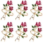6 Pieces Napkin Rings with Rose Design for Wedding and Special Occasion Dining