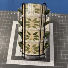 Temptations By Tara Old World Green Stackable Bowls Handles Wire Rack - New