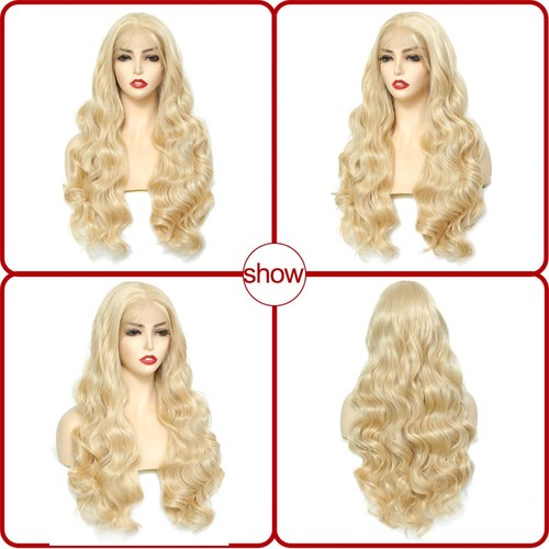 Synthetik Lace Front Perücke 613 Blond Perücke Lang Körperwelle Kunstfaserperücken für Damen... - Bild 2 von 6