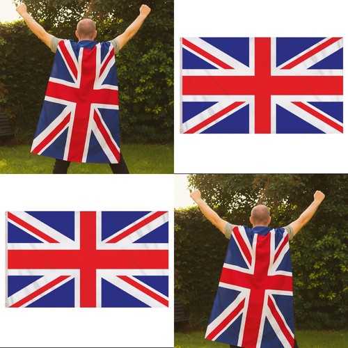 Union Jack Flag 3x2 FT MEDIUM 5x2 FT LARGE Brass Eyelets GB PROUDLY FLY THE FLAG - Picture 2 of 6