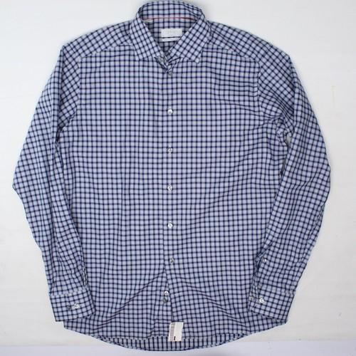 NWOT Eton Contemporary Dress Shirt Mens 16 Blue Plaid Cotton Trunk Club - Picture 3 of 4