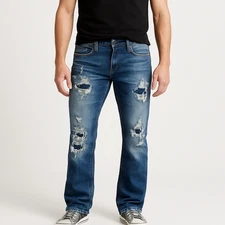 BKE Jake Bootleg Jeans Mens 29R Distressed Medium Wash Stretch Denim 31.5 Inseam