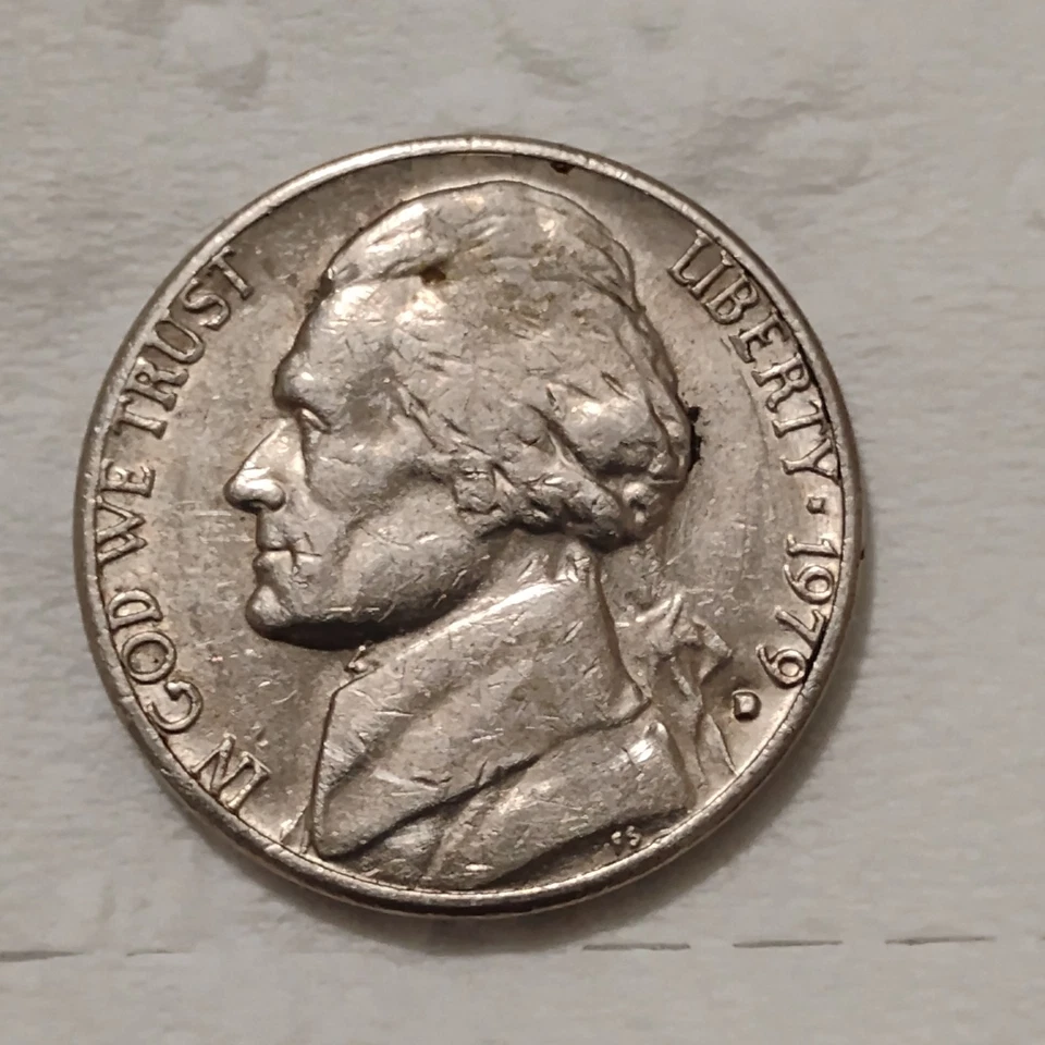 1979 d jefferson nickel with errors on obv and rev filled in mint mark and rev r - Image 3 of 4