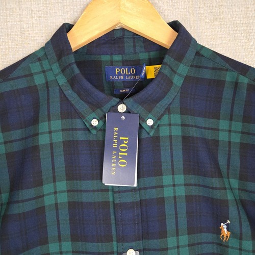 POLO RALPH LAUREN New $125 Blackwatch Plaid Sport Shirt Size 2XL Slim Mens - Picture 9 of 12