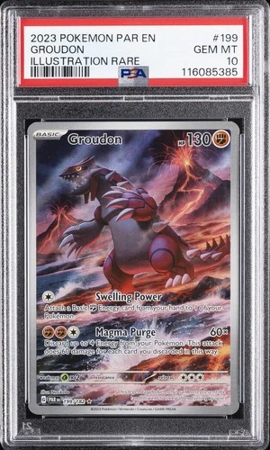 2023 POKEMON PAR EN-PARADOX RIFT ILLUSTRATION RARE #199 GROUDON PSA 10
