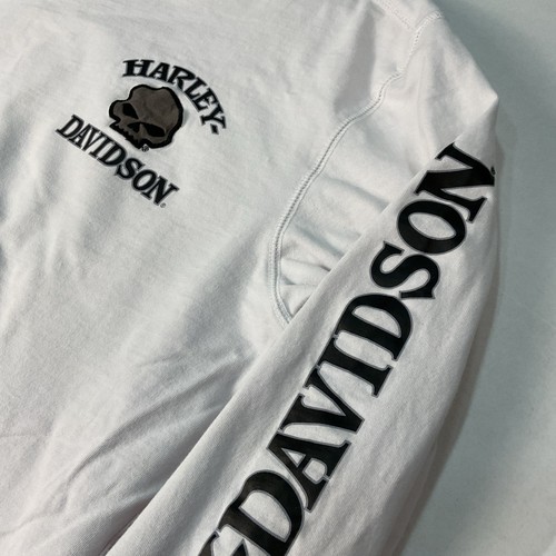Harley Davidson Shirt Mens Extra Large White Skull Embroidered Biker L/S XL - Picture 2 of 10