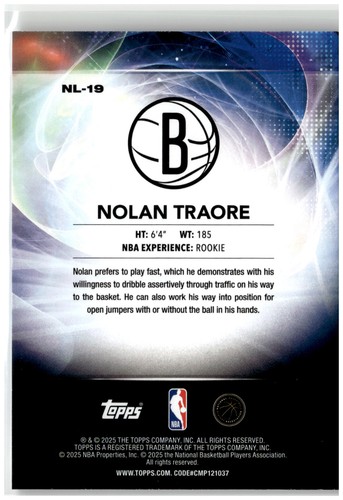 2025-26 Topps #NL-19 Nolan Traore No Limit RC R12112 - Bild 2 von 2