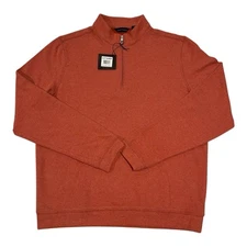 New Scott Barber Men's Size Large Orange Sweater Mock Neck 1/4 Zip Pullover