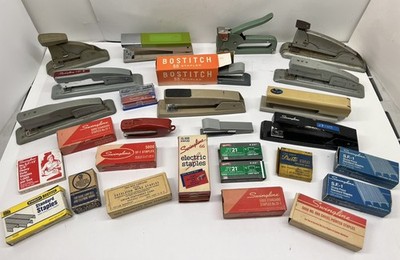 Vintage Staplers & Staples Mixed Lot Swingline Arrow Bostitch ACCO 20 Presto