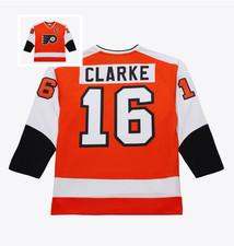 Men's #16 Clarke 1974-75 Orange Power Play Stitched Hockey Jersey Sz S-6XL