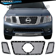 For 08-12 Nissan Pathfinder Perimeter Woven Mesh 3PCS Front Upper Grille Inserts
