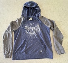 Billabong Hoodie Pullover Women  s Size Large Blue Grey Fleece Pocket Pre-owned