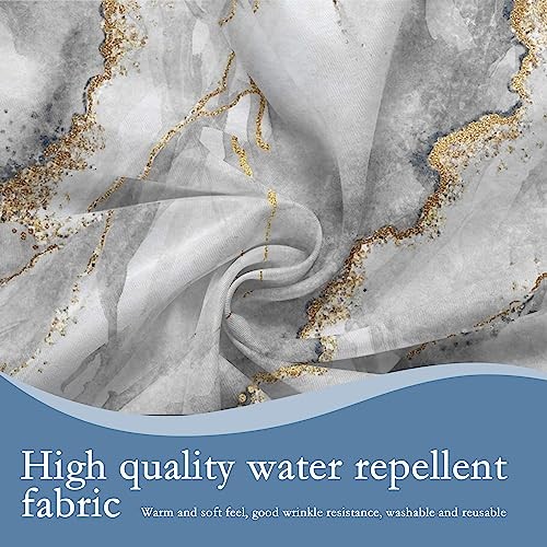 Marble Round Tablecloth 60" Diameter for Indoor and Outdoor,White Golden - Picture 6 of 8