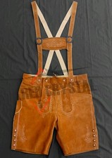 Brown Oktoberfest Short Bavarian Lederhosen Real Leather Matching