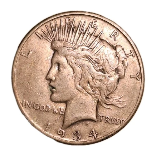 Much Tougher Date 1934-S Silver Peace Dollar Nice Patina Probably Album Toned