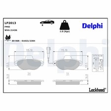 FITS FOR FIAT 500 1.2 BRAKE PAD SET, DISC BRAKE LP2013 DELPHI