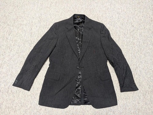 TRAJE vintage 3 piezas rayas 40R 32x36 lana IVY LEAGUE gris carbón negro PREPPY - Imagen 13 de 13