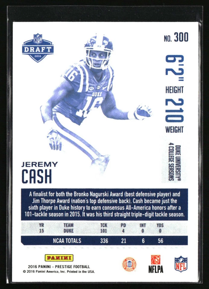2016 Panini Prestige #300 Jeremy Cash - Image 2 of 2