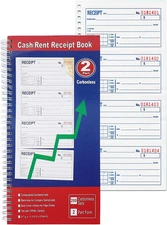 Cash Receipt Book, 200 Sets, 2-Part Carbonless, 5-1/4" X 11", Spiral Bound, Whit