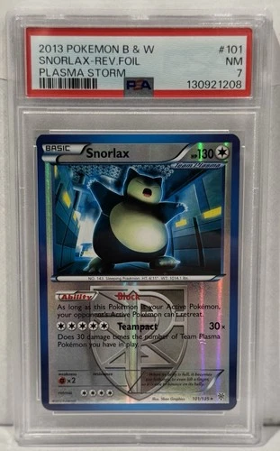 2013 Pokemon B&W Snorlax Reverse Holo Foil #101 Plasma Storm PSA 7 Near Mint