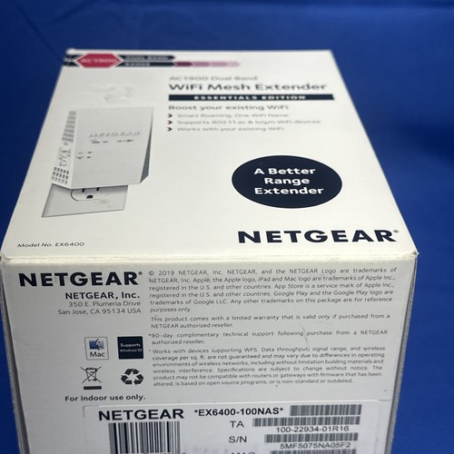 Netgear AC1900 Dual Band WiFi Mesh Range Extender / EX6400-100NAS / NOWY Open Box - Zdjęcie 10 z 11