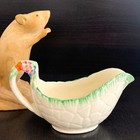 Vintage CROWN DEVON England - Small  SAUCE BOAT JUG 13cmL - Floral Embossed EUC